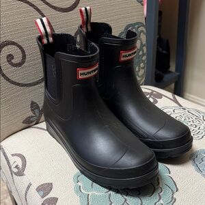 Hunter Black Rubber Chelsea Boots